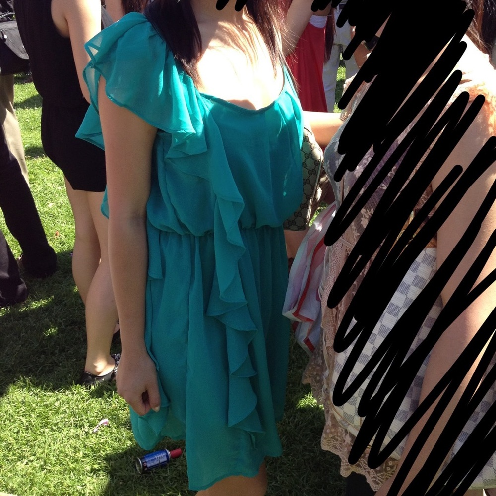Cute Green Ruffle Dress - Picture 2 of 2